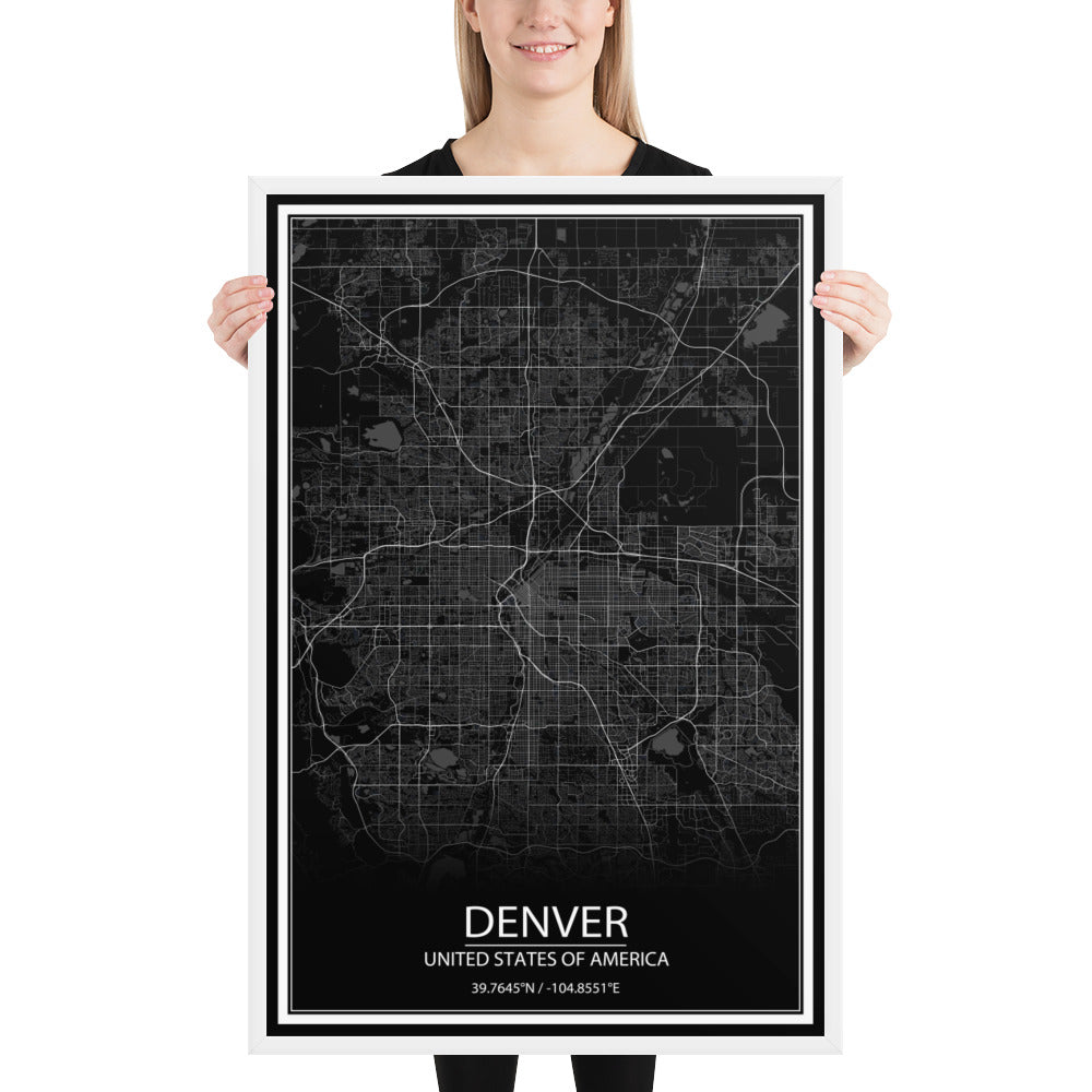 Denver Black Framed Map