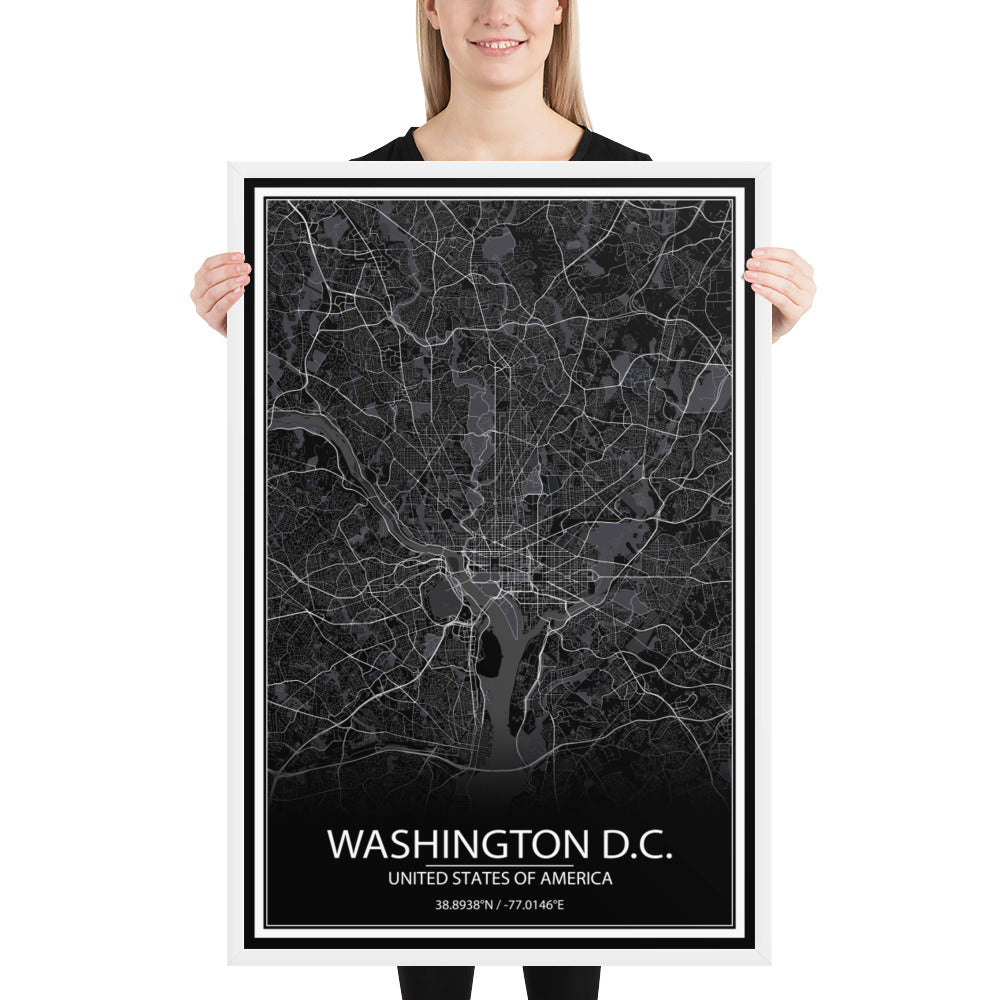 Washington, D.C. Black Framed Map