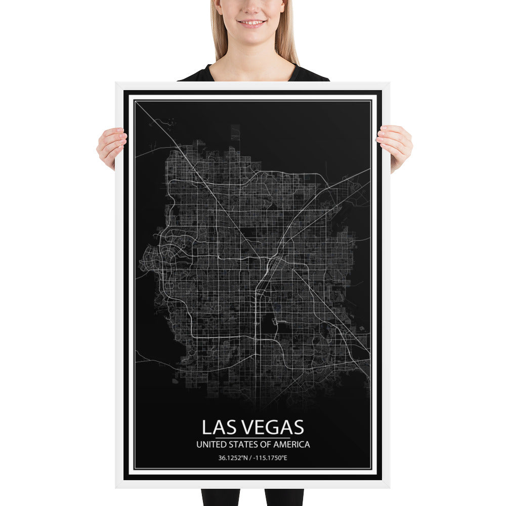 Las Vegas Black Framed Map