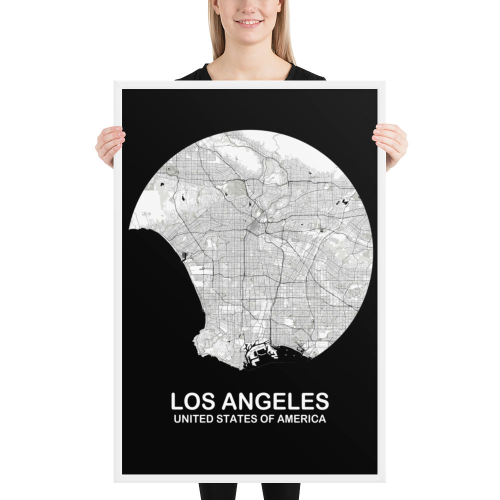 Los Angeles Circular White Framed Map