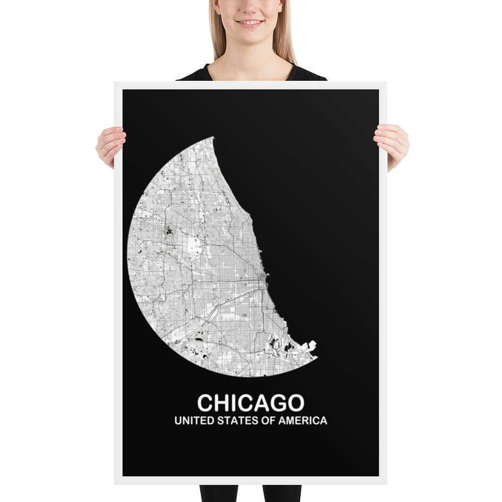 Chicago Circular White Framed Map