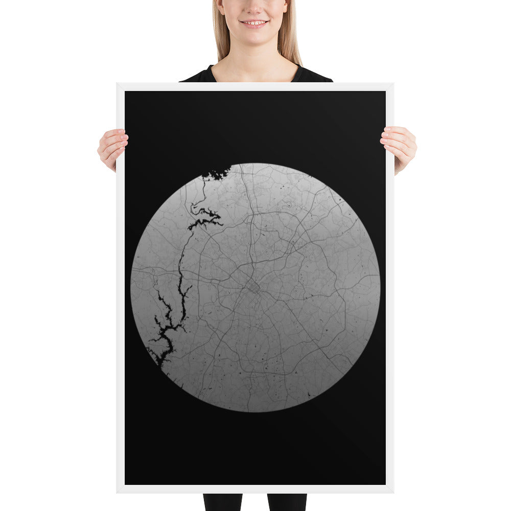 Charlotte Silver on Black Framed Map