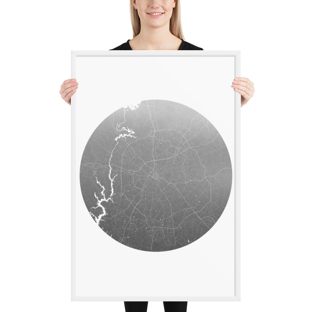 Charlotte Silver on White Framed Map