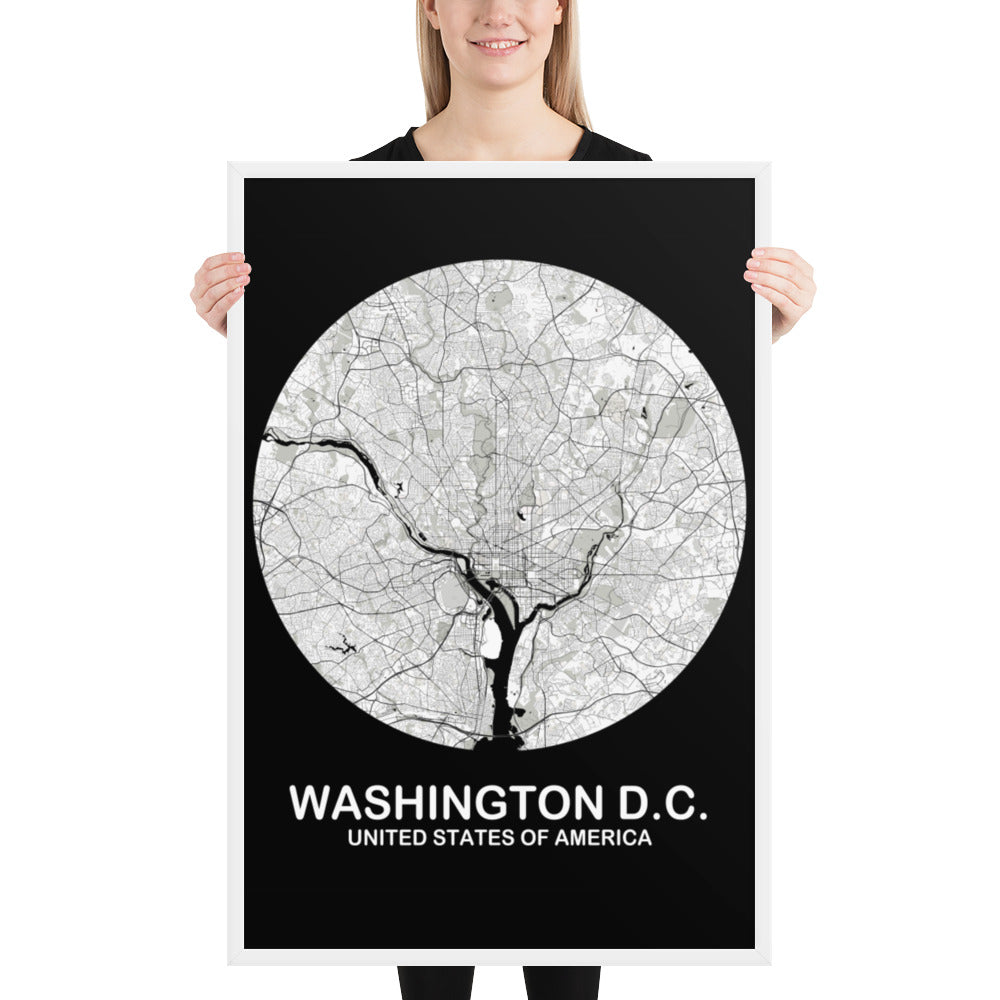 Washington, D.C. Circular White Framed Map