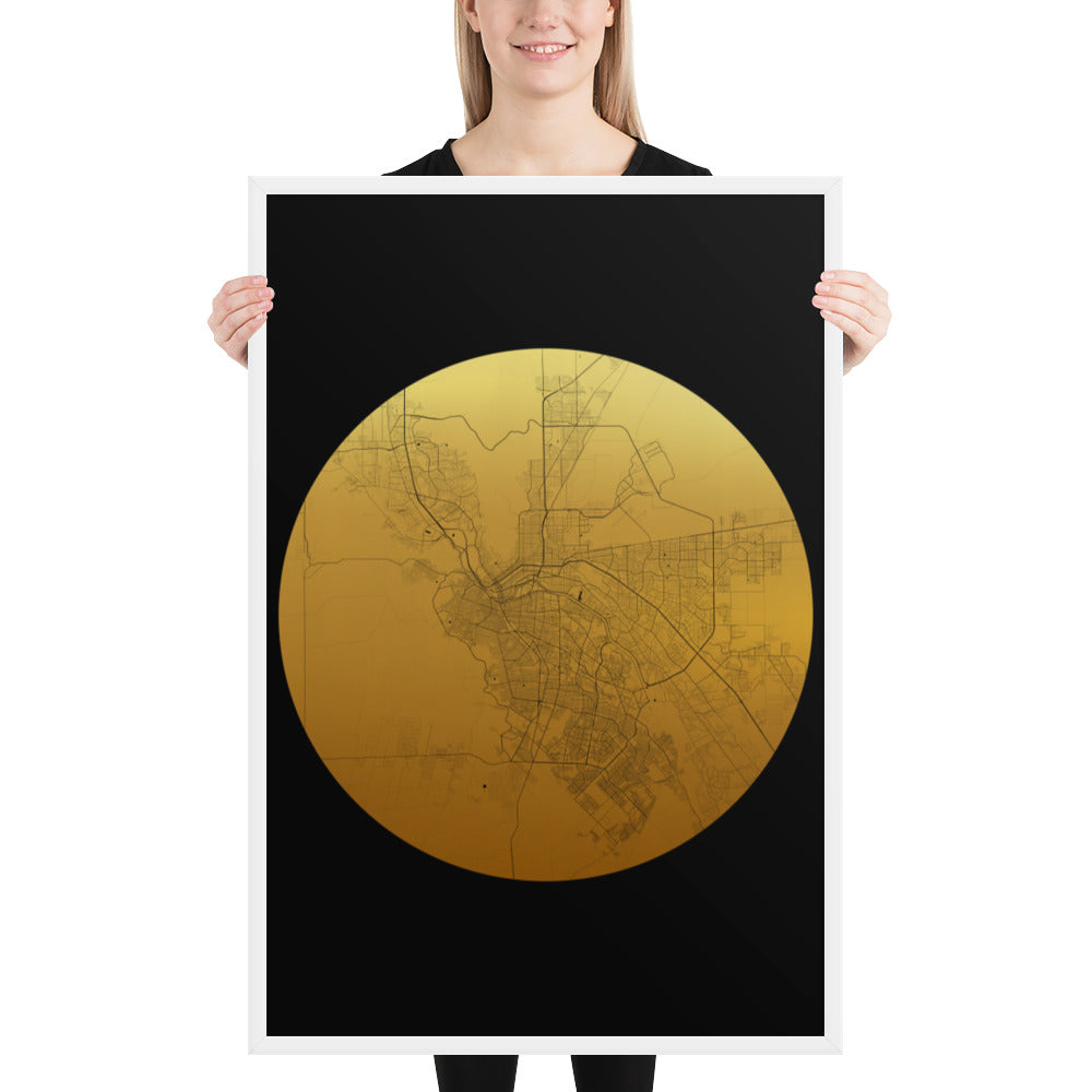 El Paso Gold on Black Framed Map