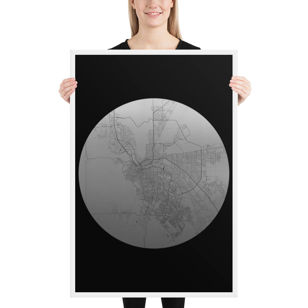 El Paso Silver on Black Framed Map