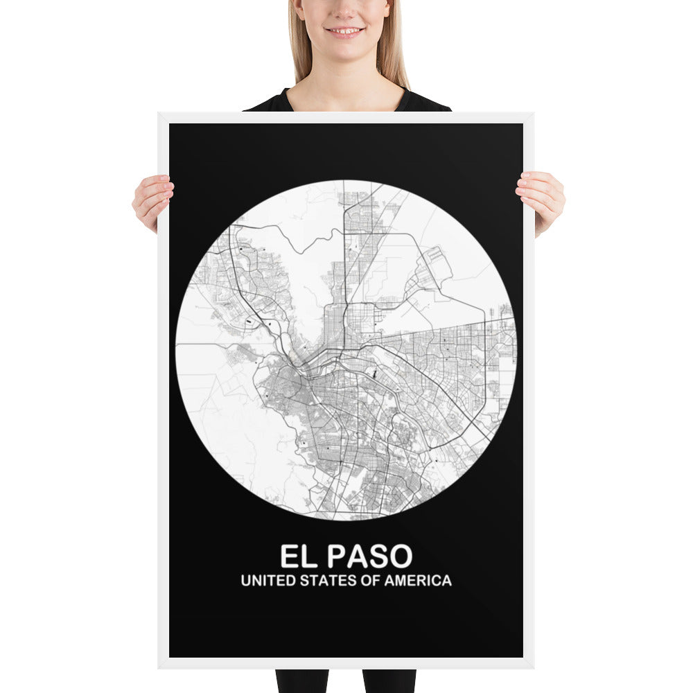 El Paso Circular White Framed Map