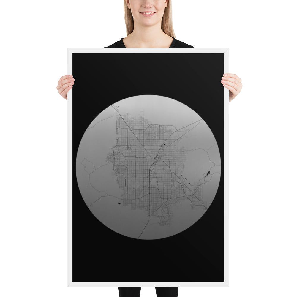 Las Vegas Silver on Black Framed Map