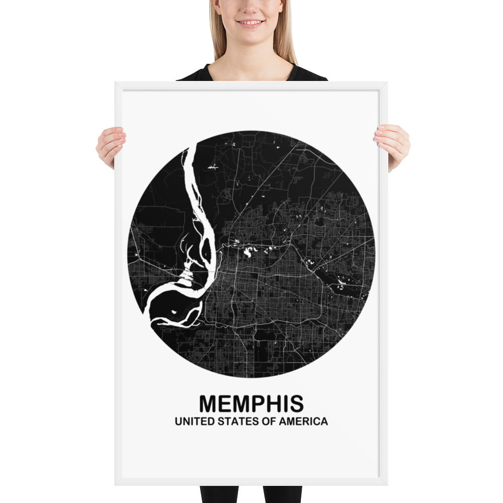 Memphis Circular Black Framed Map