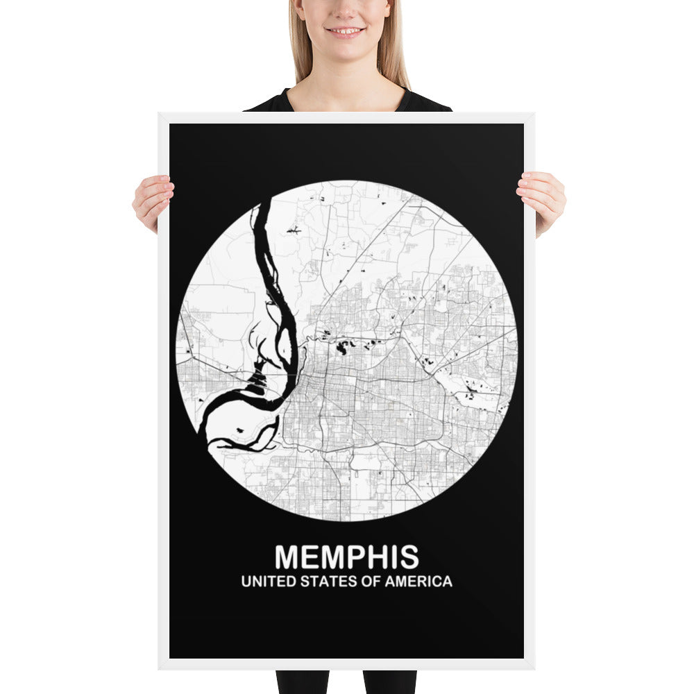 Memphis Circular White Framed Map