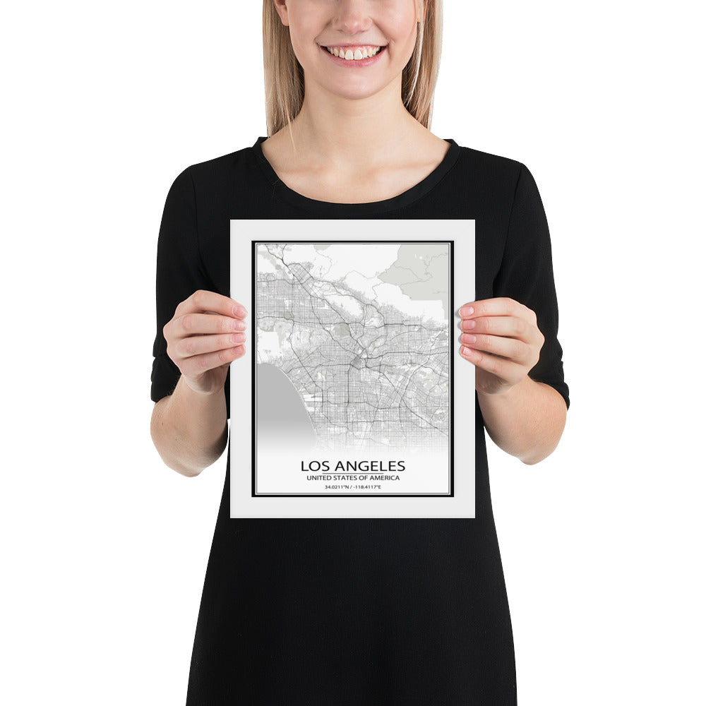 Los Angeles White Framed Map