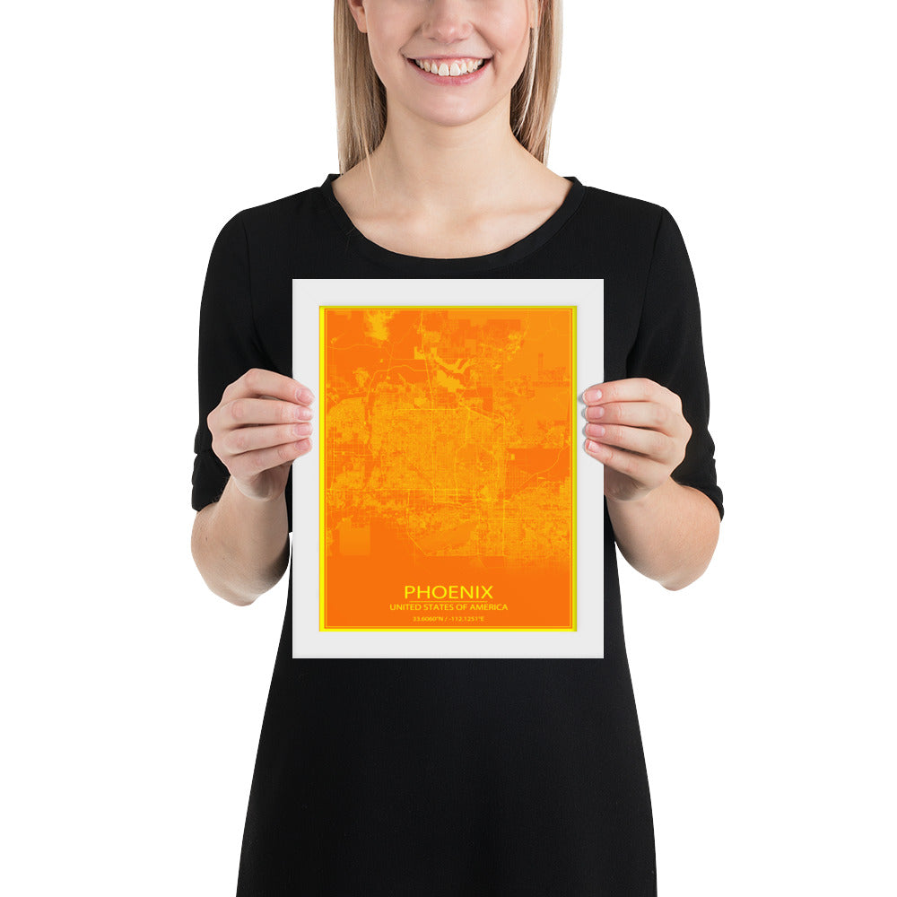 Phoenix Orange and Yellow Framed Map