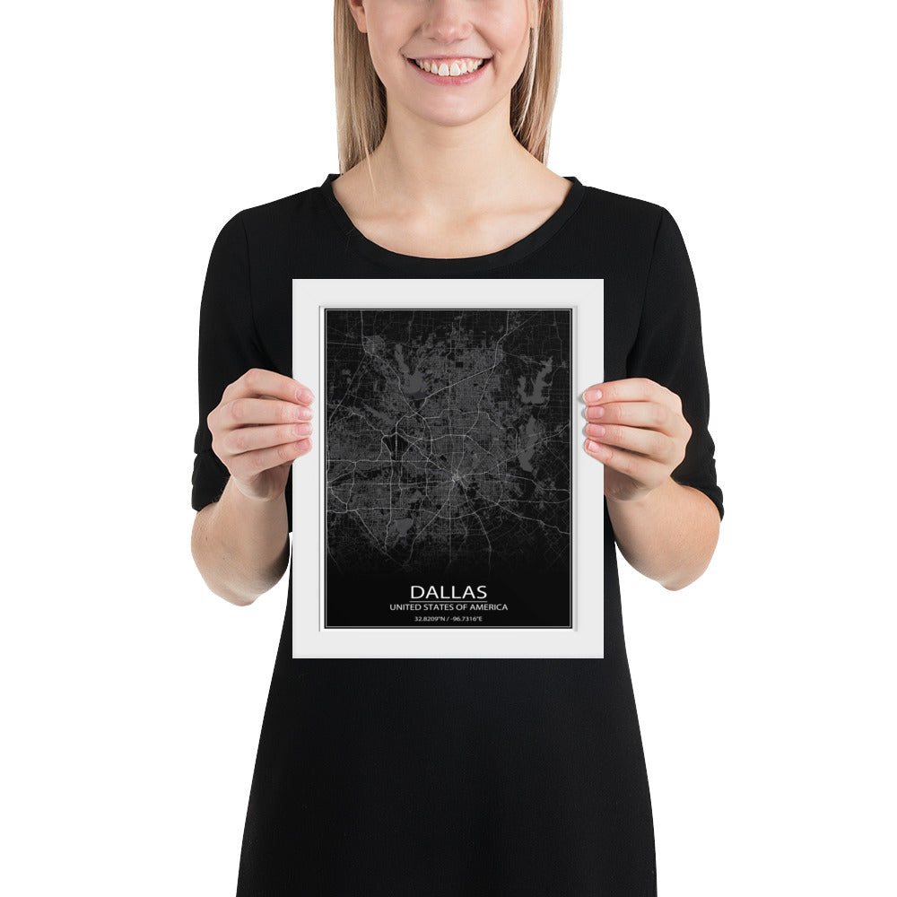 Dallas Black Framed Map