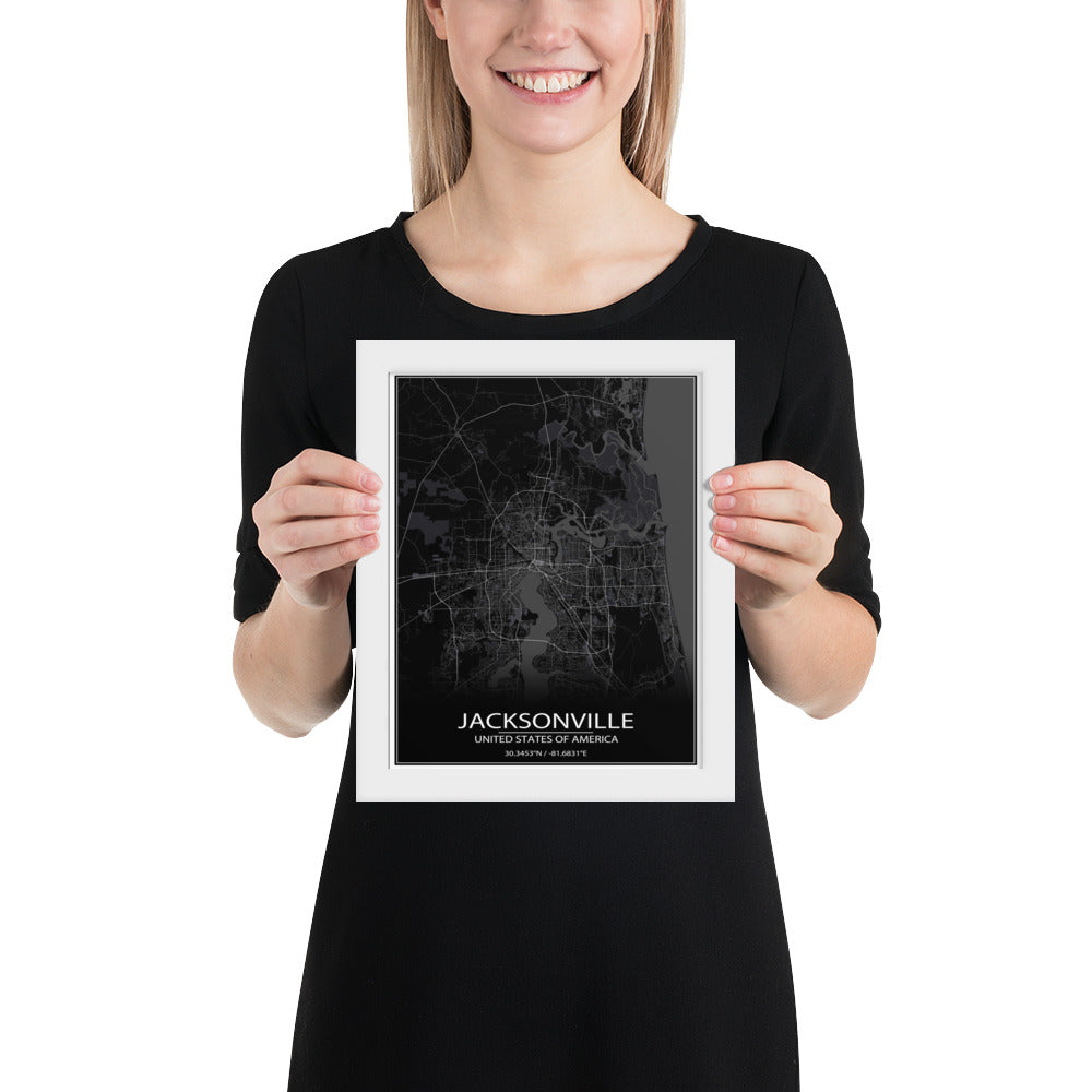 Jacksonville Black Framed Map