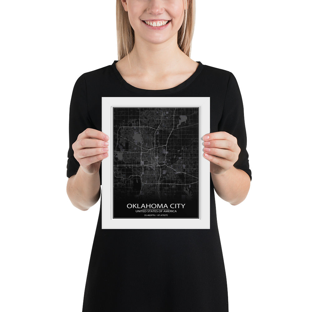 Oklahoma City Black Framed Map