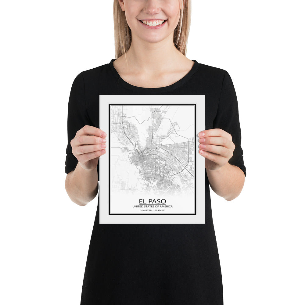 El Paso White Framed Map