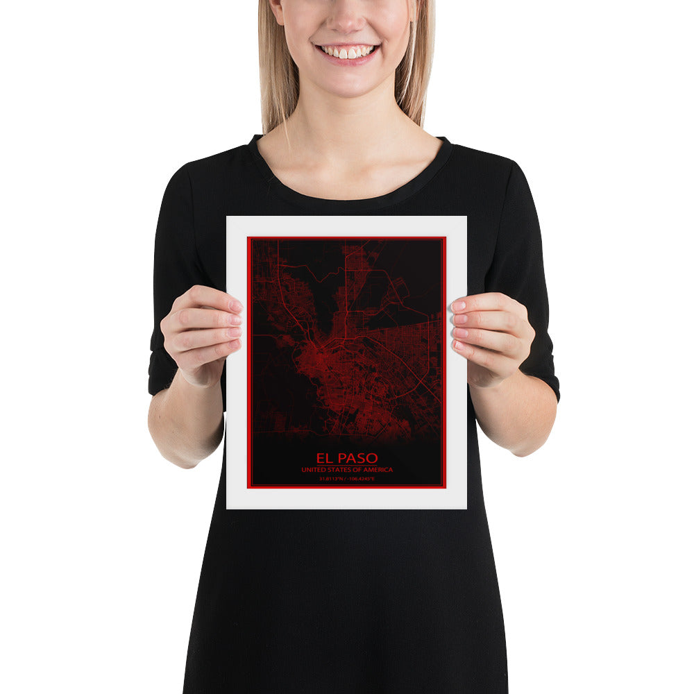 El Paso Black and Red Framed Map