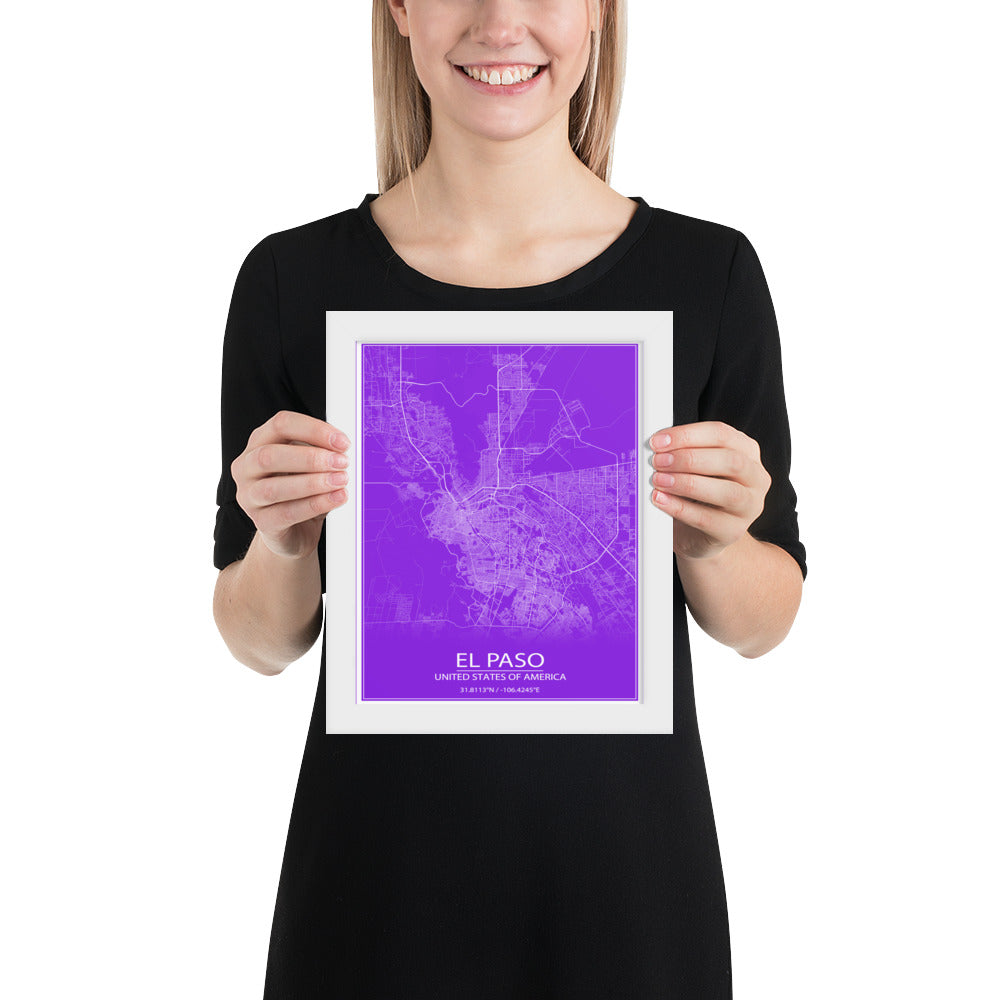 El Paso Purple and White Framed Map