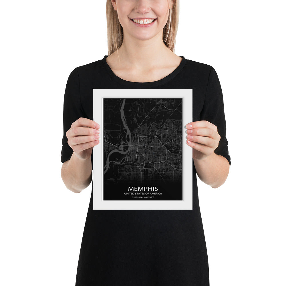 Memphis Black Framed Map