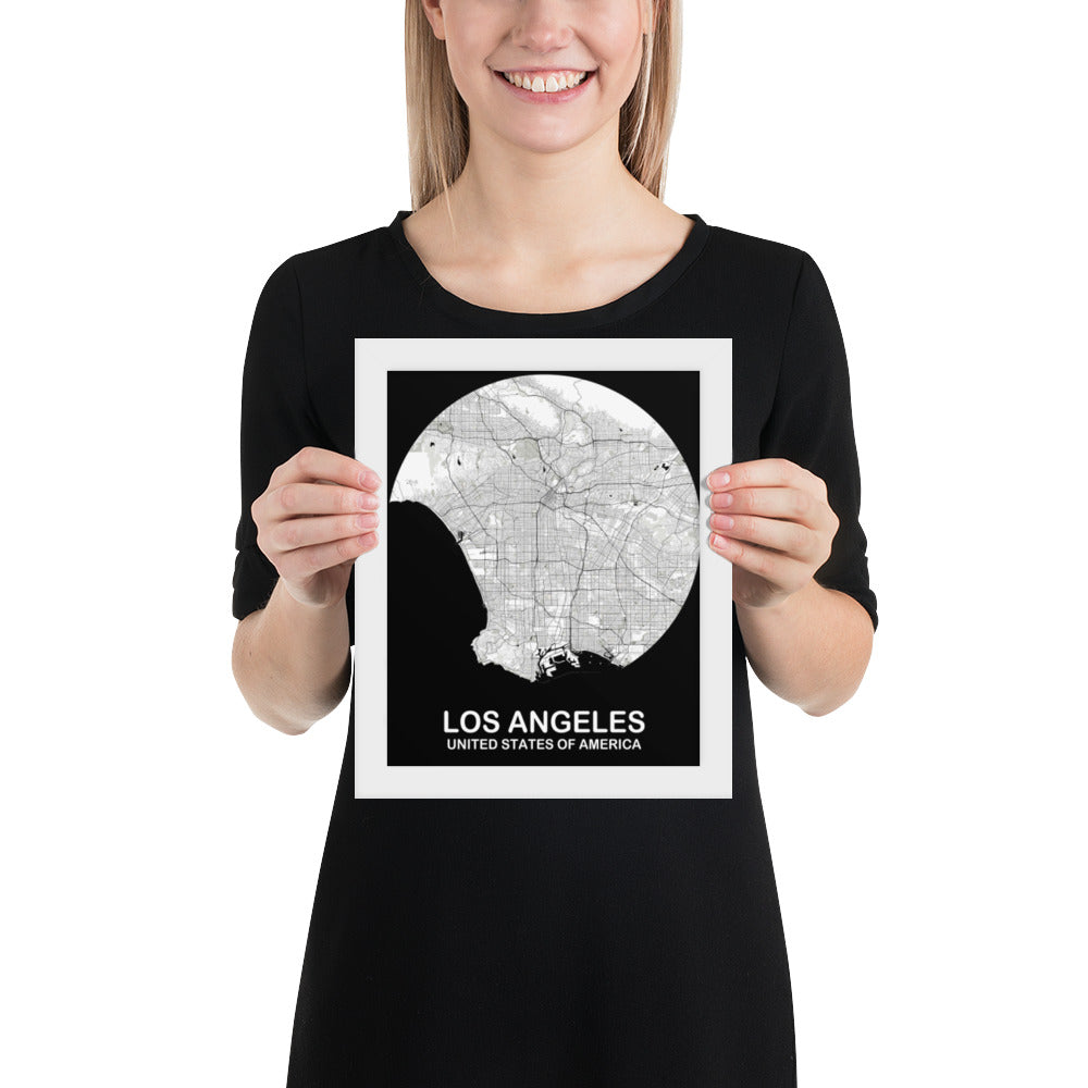 Los Angeles Circular White Framed Map