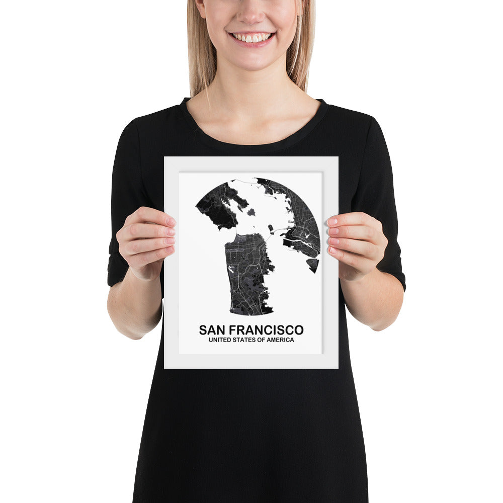 San Francisco Circular Black Framed Map