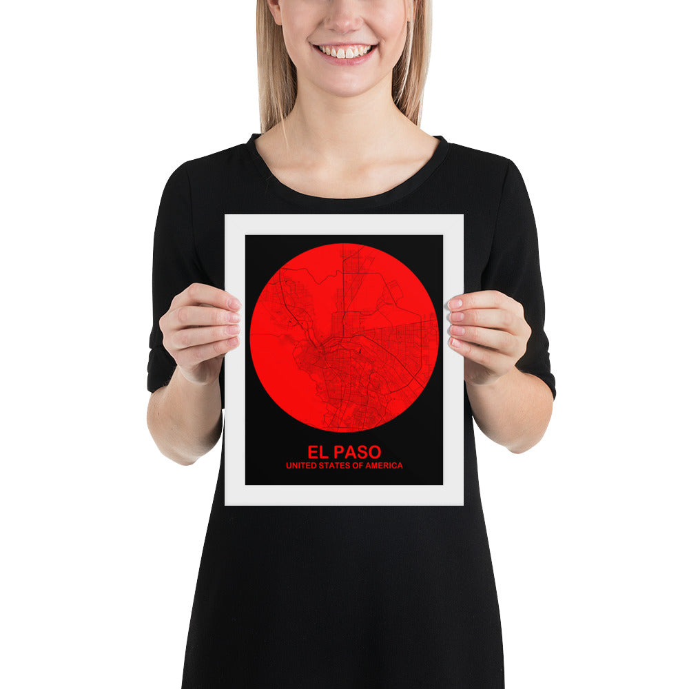 El Paso Circular Red Framed Map