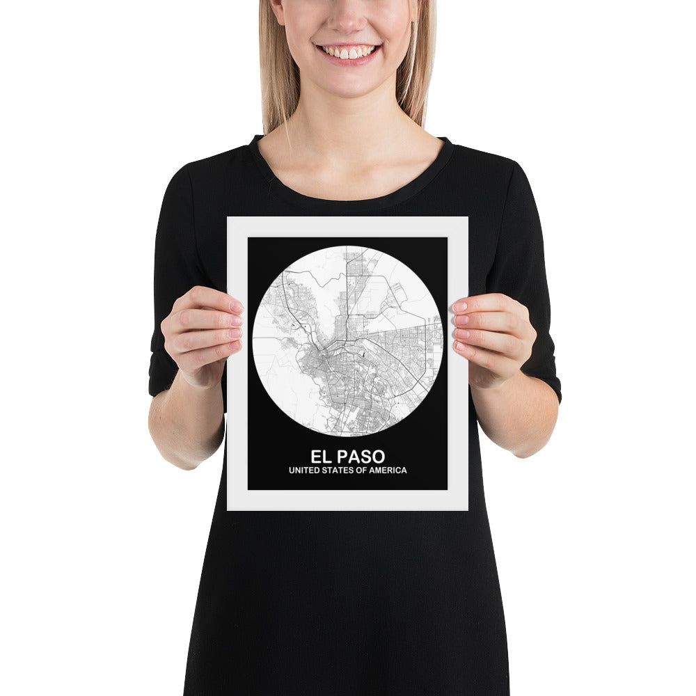 El Paso Circular White Framed Map