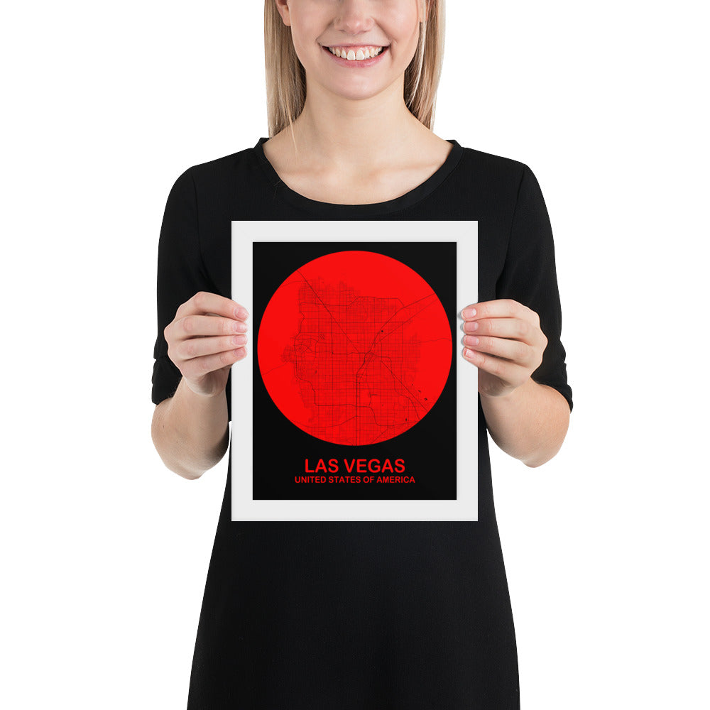 Las Vegas Circular Red Framed Map