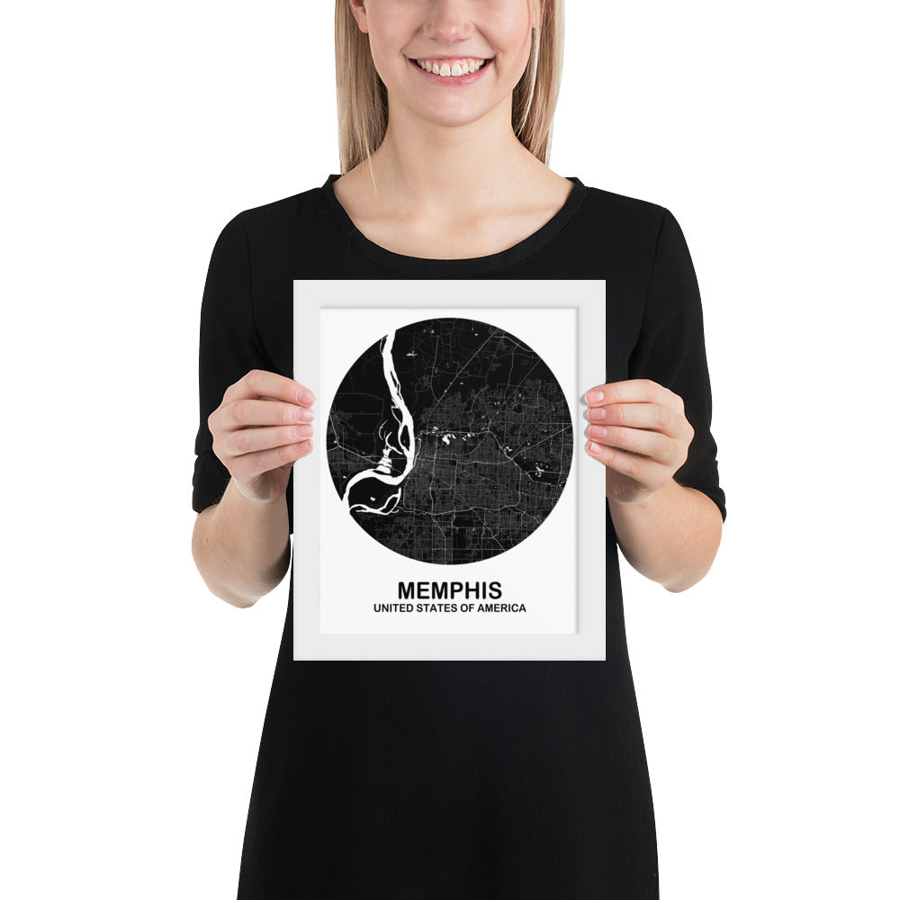 Memphis Circular Black Framed Map