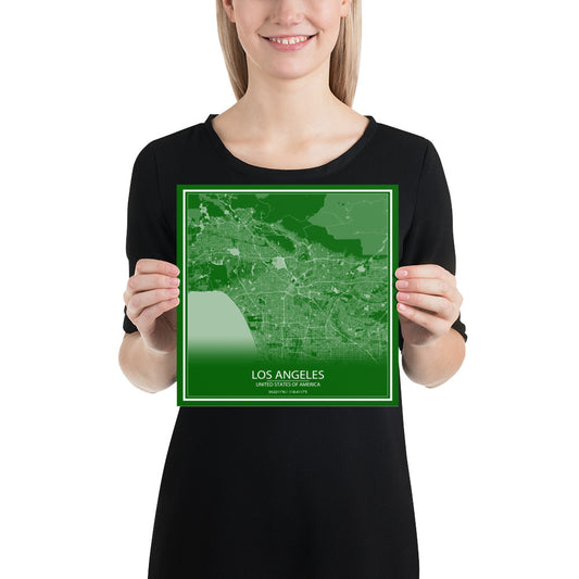 Los Angeles Green and White Paper Map