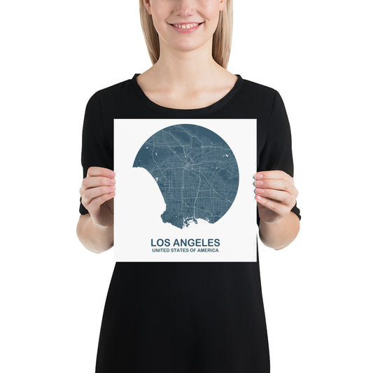 Los Angeles Circular Blue Paper Map