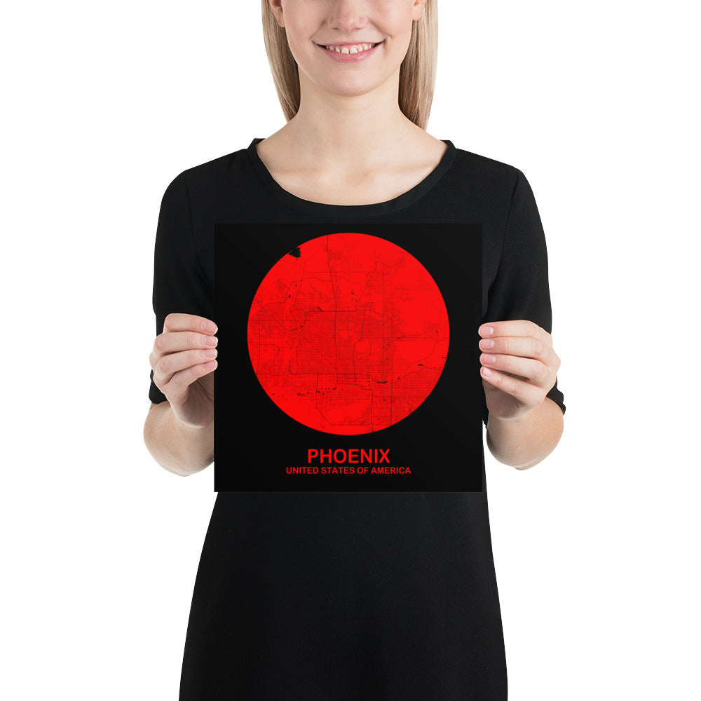 Phoenix Circular Red Paper Map