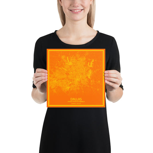 Dallas Orange and Yellow Paper Map