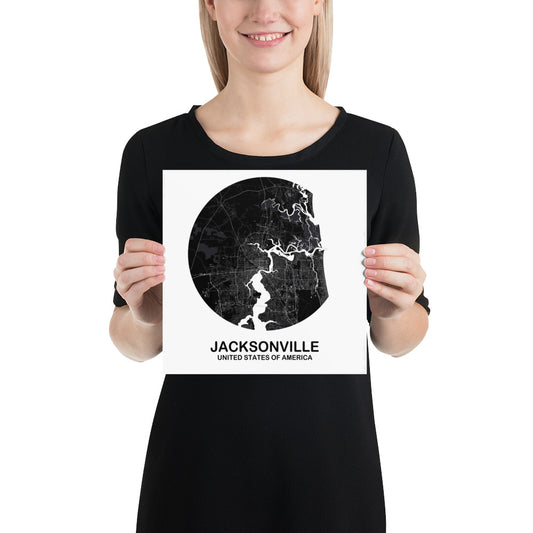 Jacksonville Circular Black Paper Map