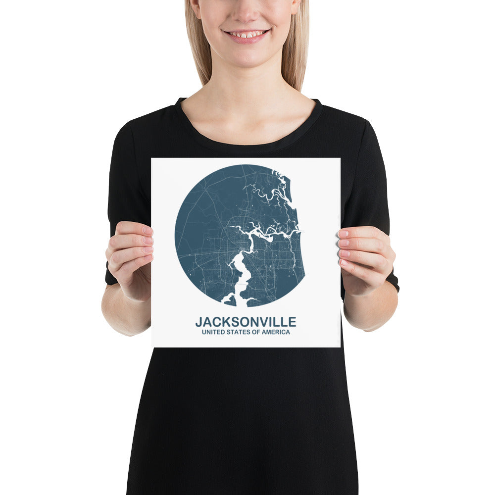 Jacksonville Circular Blue Paper Map