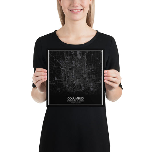 Columbus Black Paper Map