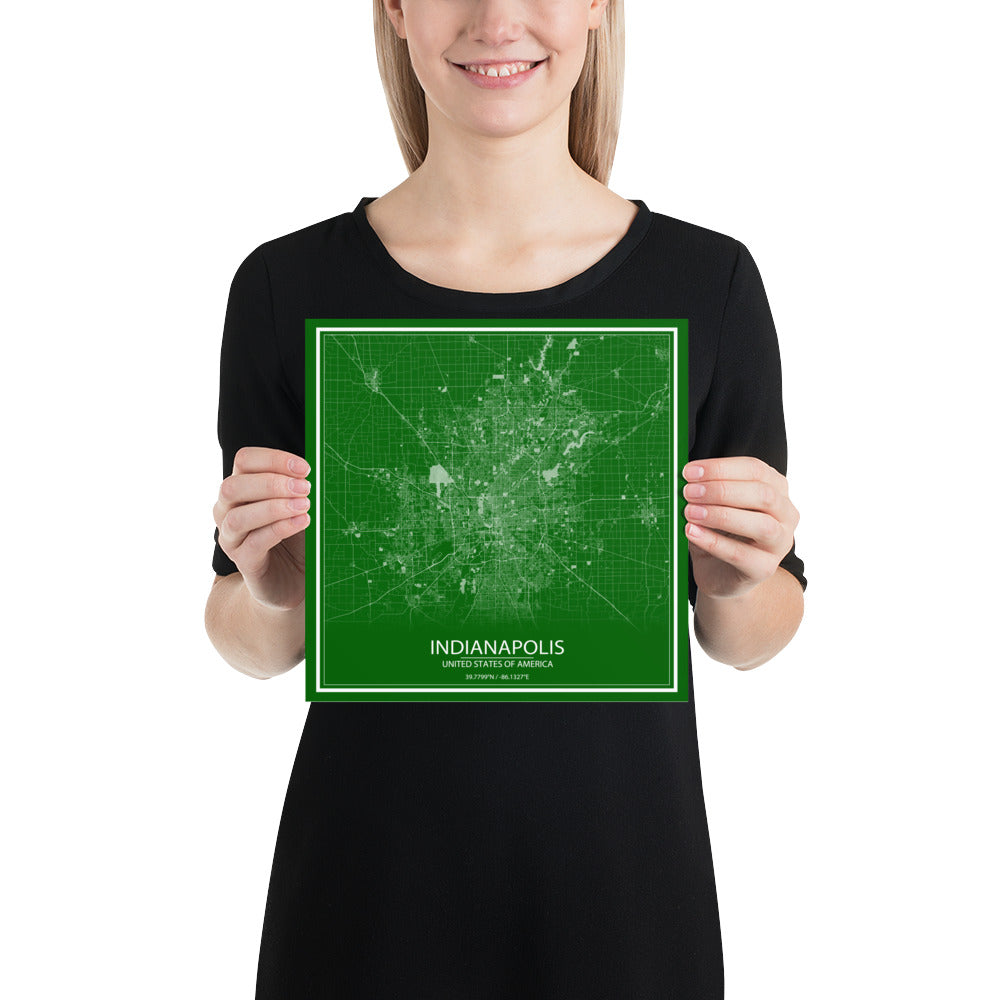 Indianapolis Green and White Paper Map