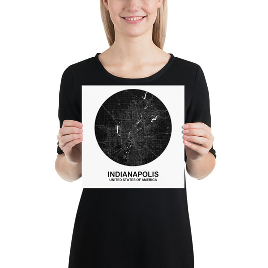 Indianapolis Circular Black Paper Map