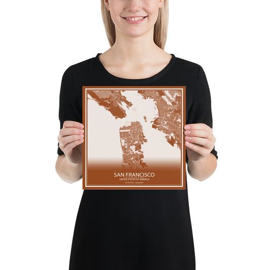 San Francisco Brown and White Paper Map