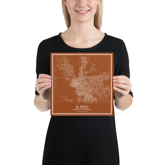 El Paso Brown and White Paper Map