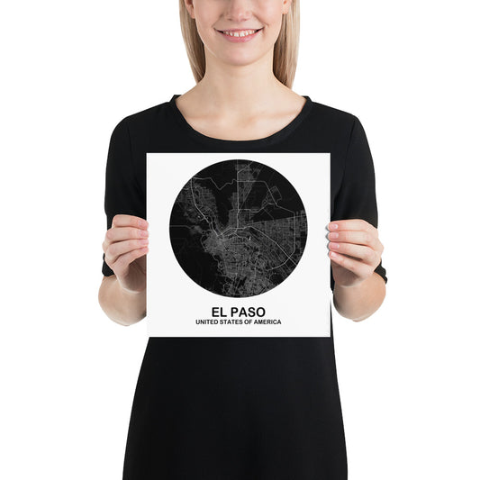 El Paso Circular Black Paper Map