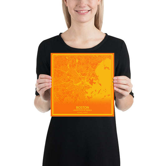 Boston Orange and Yellow Paper Map