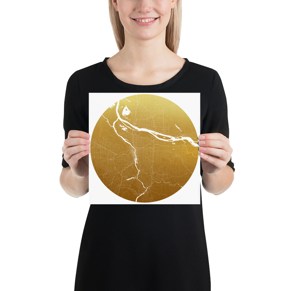 Portland Gold on White Paper Map