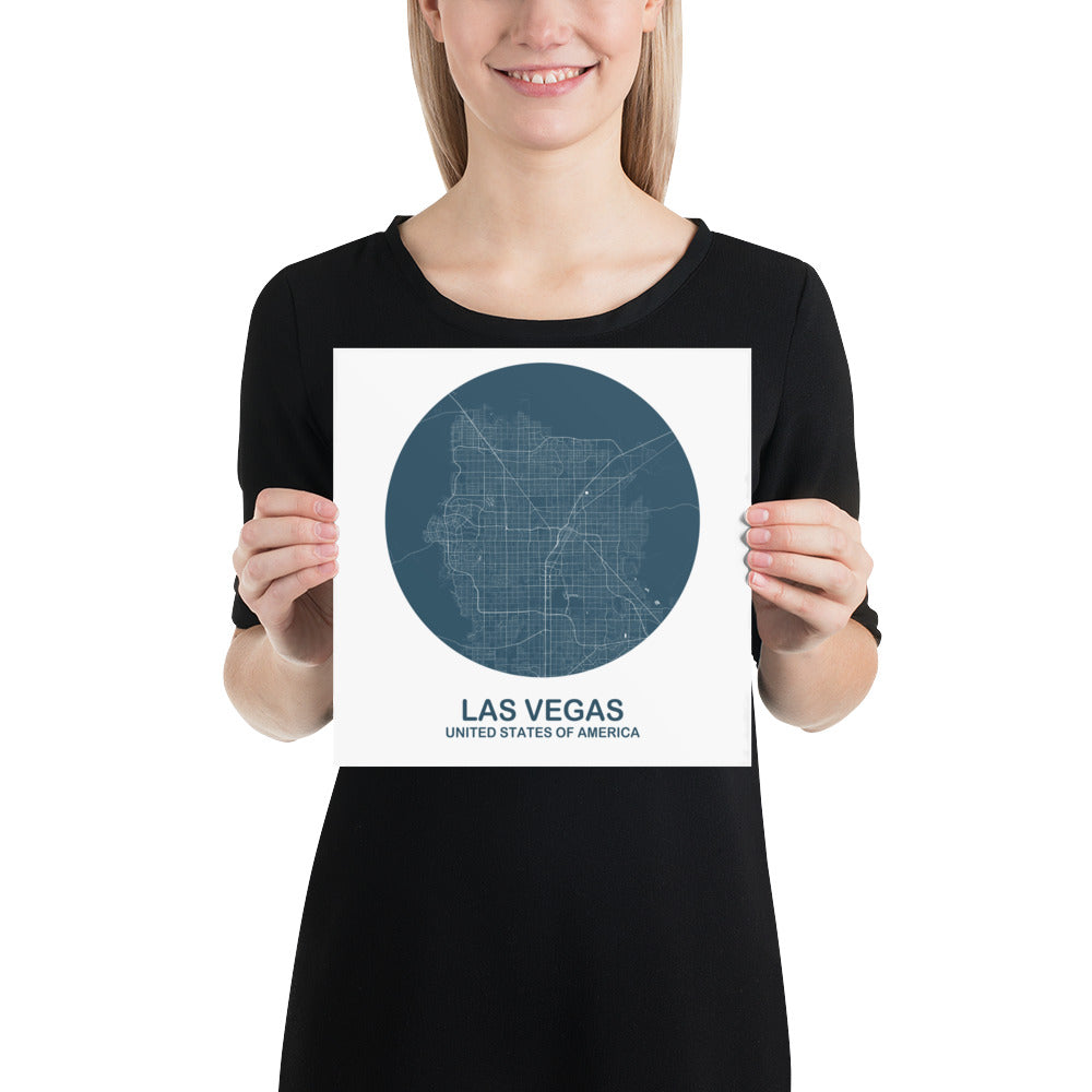 Las Vegas Circular Blue Paper Map