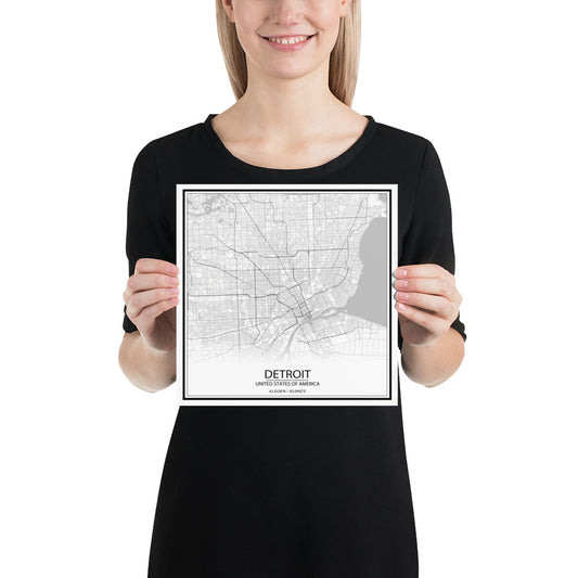 Detroit White Paper Map