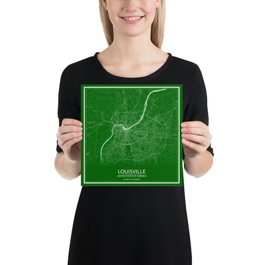 Louisville Green and White Paper Map