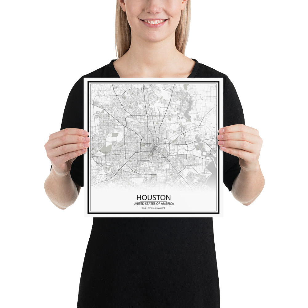 Houston White Paper Map