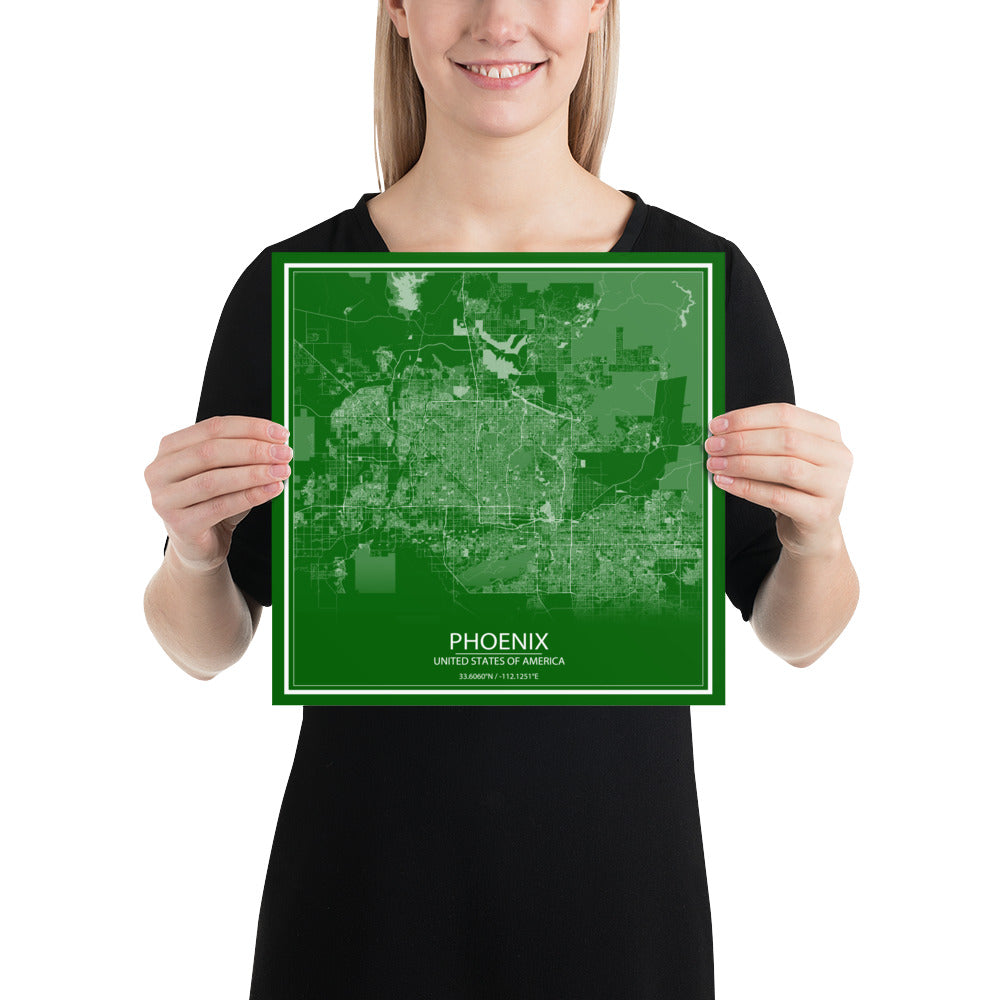 Phoenix Green and White Paper Map