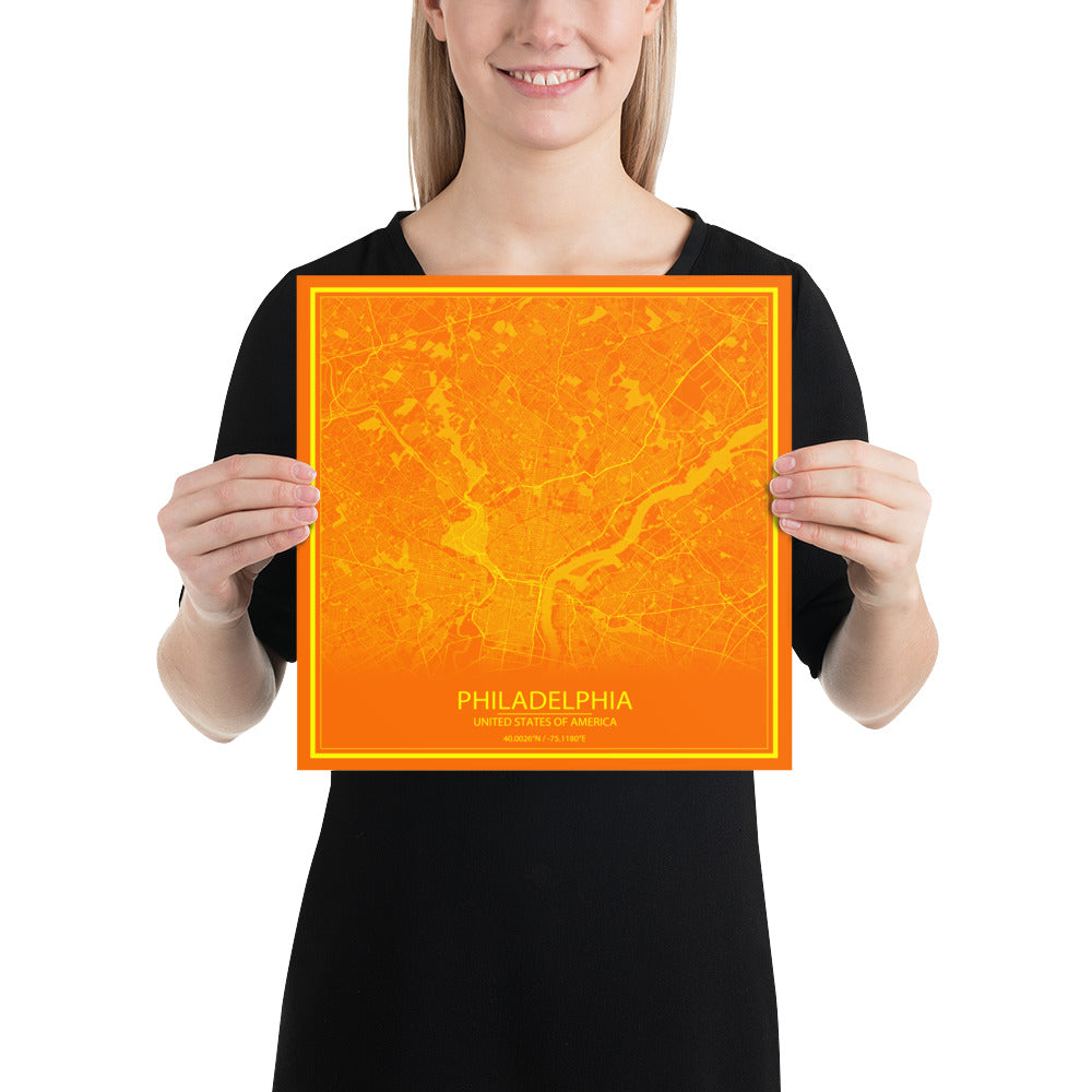 Philadelphia Orange and Yellow Paper Map