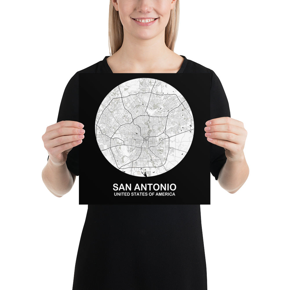 San Antonio Circular White Paper Map